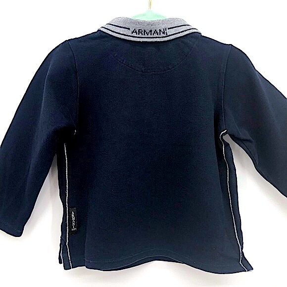 Giorgio Armani Baby Preppy Nautical Logo Spellout Long Sleeve Polo Shirt - Picture 2 of 12